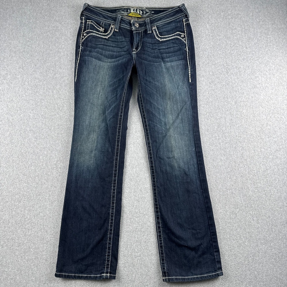Ariat Jeans Womens 28S Amber Blue Contrast Stitch Studded Bootcut Denim 10012719